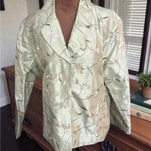 Appleseed's Light Green Silk Floral Blazer Size 18P